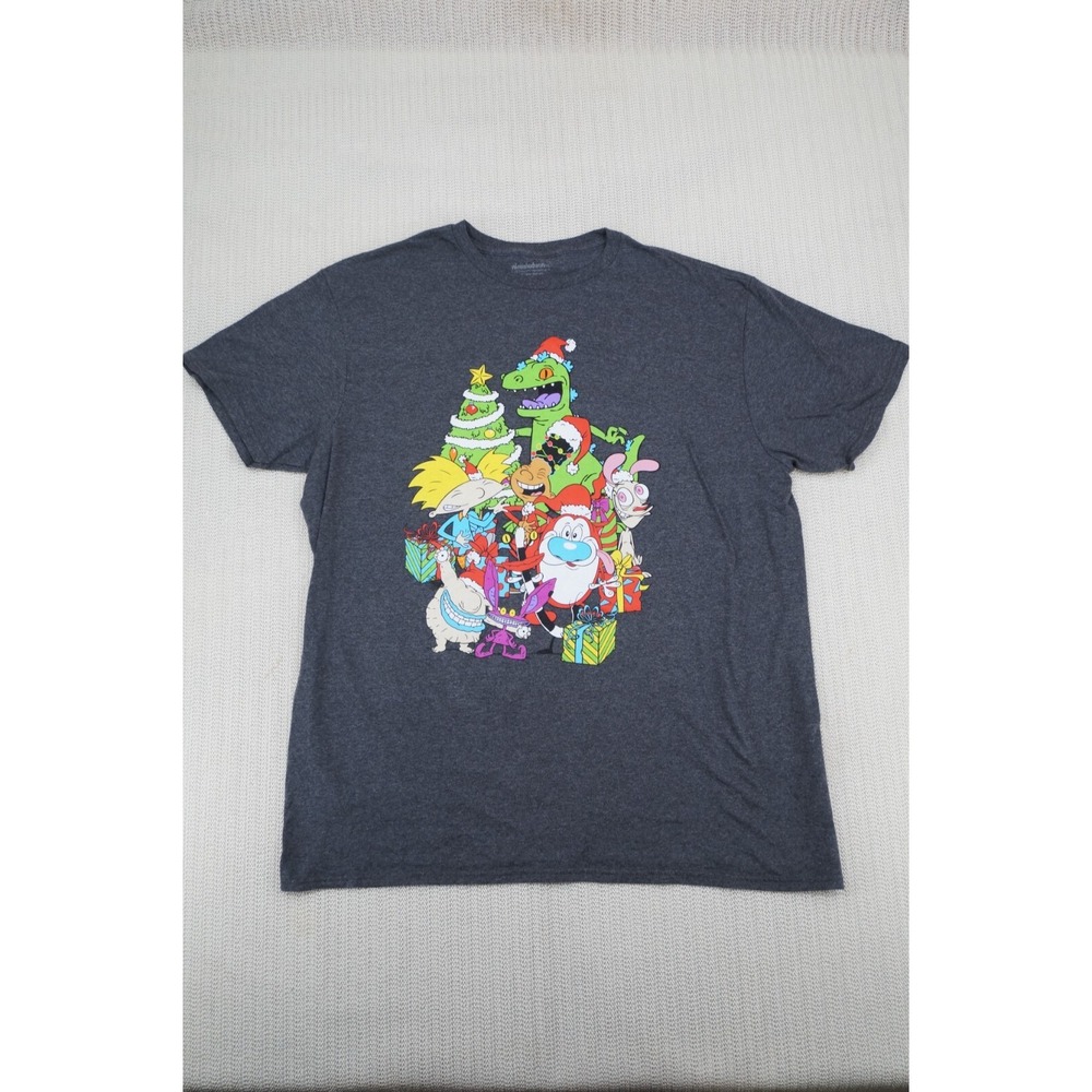 Nickelodeon Shirt Adult Mens Extra Large Gray Short Sleeve Ren Stimpy Nicktoons